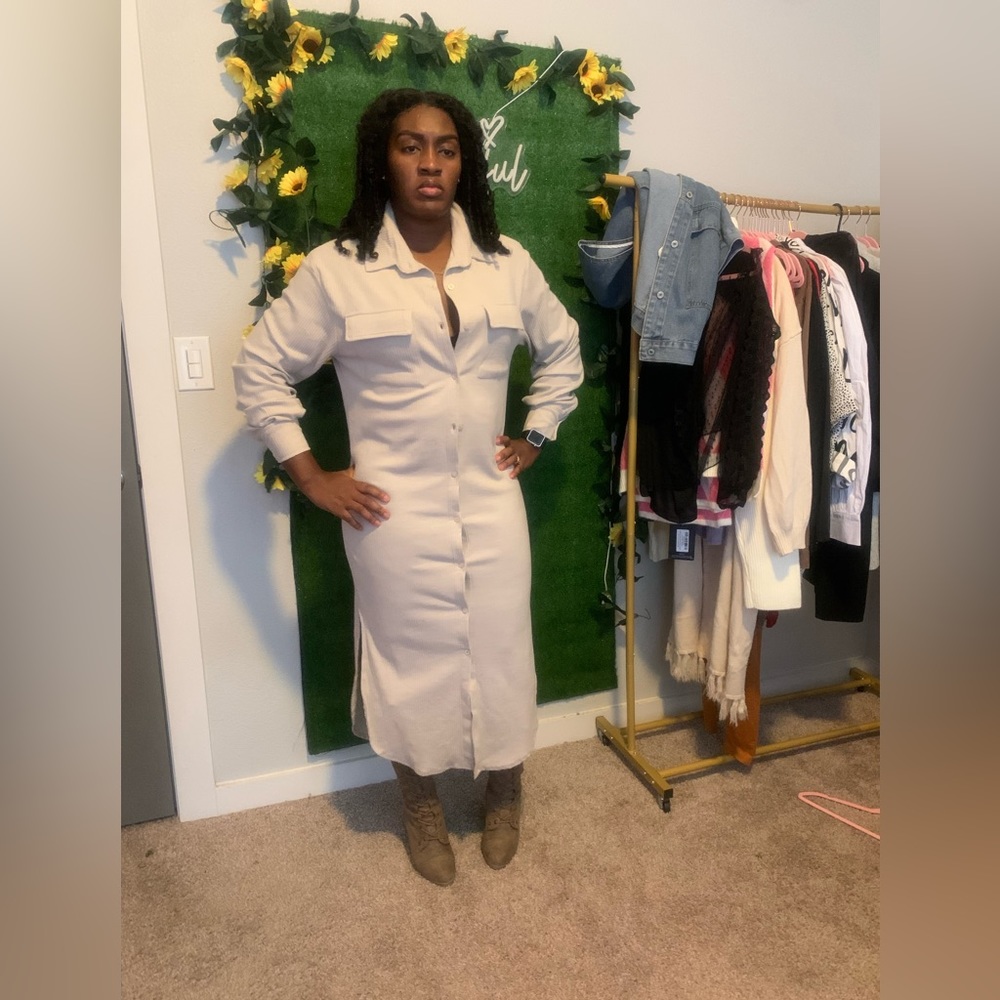 Fleece button up fall dress